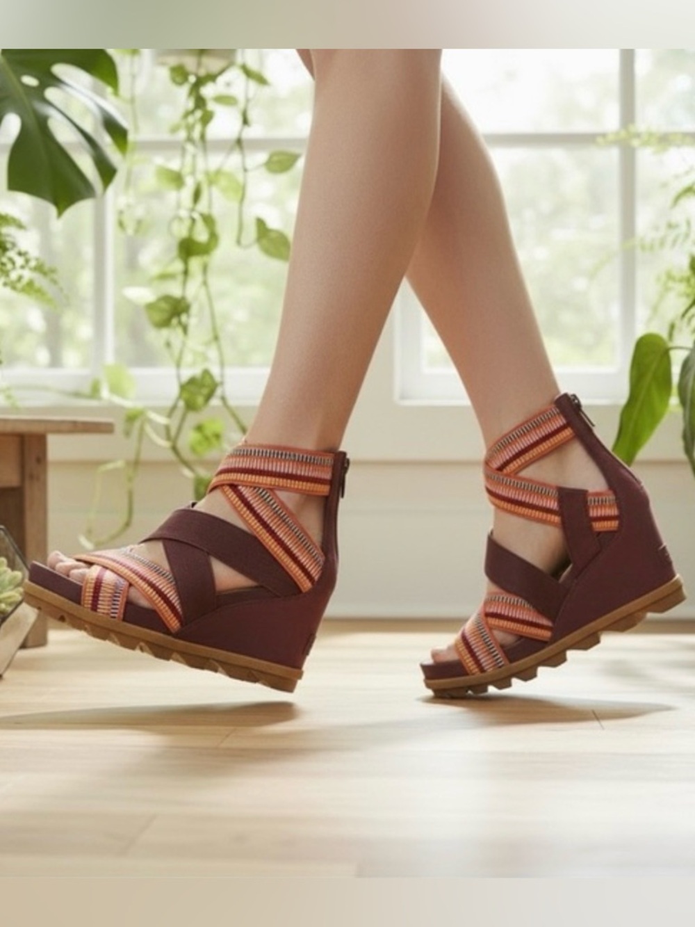 Sorel Joanie II Strappy Stripe Sandal Platform Resortwear Coastal - Picture 2 of 12